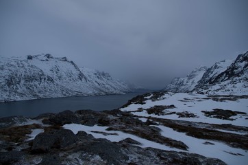 Fototapeta na wymiar Tromso Norway Arctic Travel Northern Lights Ice Snow Adventure 