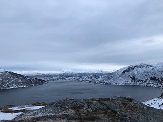 Fototapeta na wymiar Tromso Norway Arctic Travel Northern Lights Ice Snow Adventure 