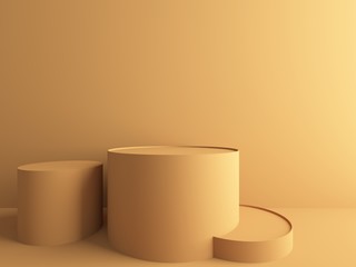 3d render of modern abstract cylinder proportion in rarth tone background