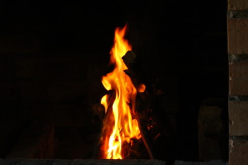 fire in fireplace