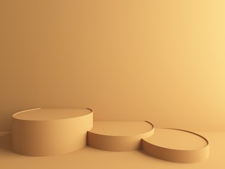 3d render of modern abstract cylinder proportion in rarth tone background