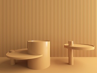 3d render of modern abstract cylinder proportion in rarth tone background
