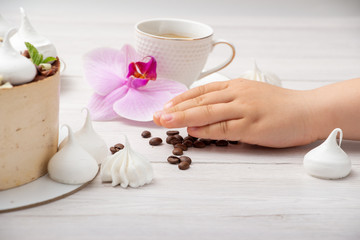 Move coffee beans by hand