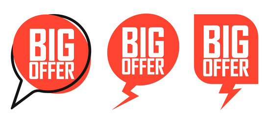 Set Sale speech bubble banners design template, Big Offer, discount tags, vector illustration