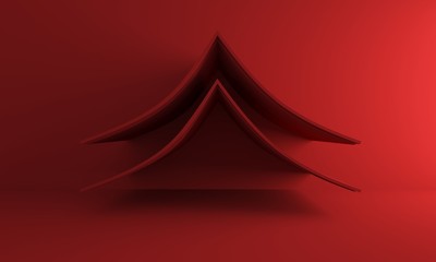 3d render of modern abstract curve form in redd background