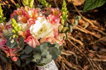 Wedding concept. Bride's bouquet of flowers.
