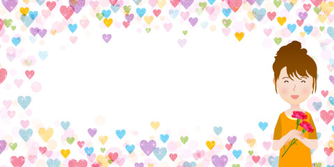 母の日　カーネーション　ハート　背景