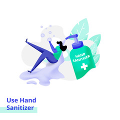 Illustration of landing page Use Hand Sanitizer, perfect for web and mobile app development, advertisements, posters