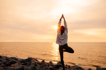 yoga meditation sunset nature girl woman calm asana sea
