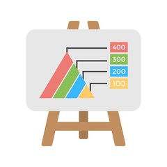 Creative business infographics with pyramid visualization technique. Statistics or growth chart for official presentation. Flat icon design for perfect business concept.
