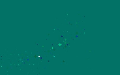 Light Blue, Green vector template with sky stars. Shining colored illustration with stars. The template can be used as a background.