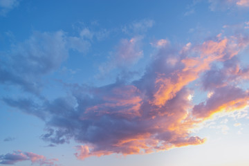 Amazing cloudscape on the sky at sunset time.