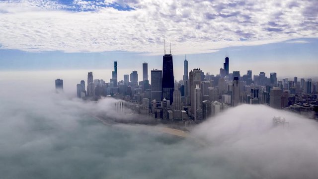 Chicago Under the Clouds - Aerial Hyper Lapse