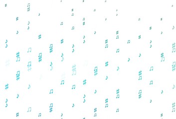 Light Blue, Green vector background with music symbols.