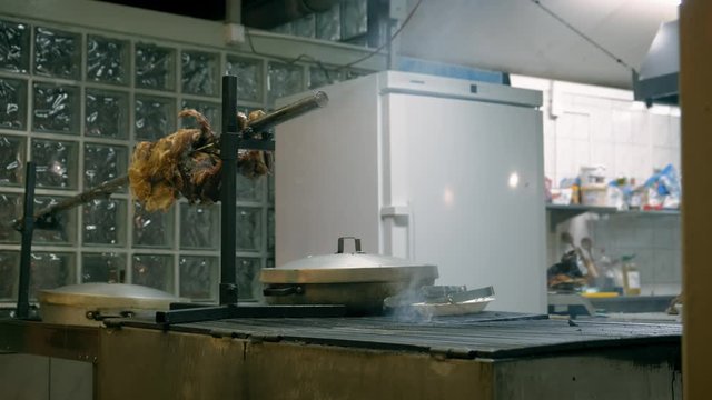 Cinematic shot: Old Street Food Stall. 4k