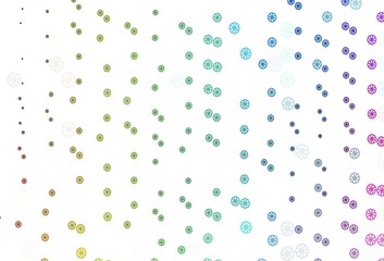 Light Multicolor, Rainbow vector background with xmas snowflakes.