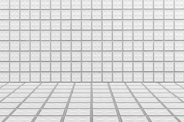 white mosaic wall and white tile floor pattern and background