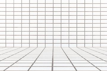 White brick tile wall seamless background and texture