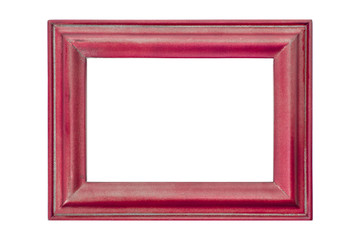Fototapeta premium Red wood photo frame isolated on white background