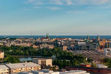Fototapeta premium General view of European cityscape, Helsinki Finland