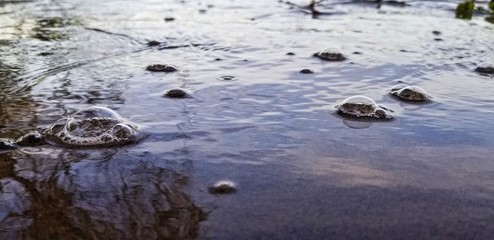 Close up of bubbles on a beach