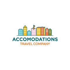 Fototapeta na wymiar Simple City Town Accomodation Hotel Travel Logo For Agency Business Tour Holiday