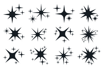 Twinkling stars icons. Sparkles, shining burst vector symbols isolated on white background