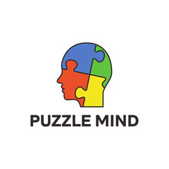 Puzzle Mind Head Modern Logo Design Industry Vector Icon