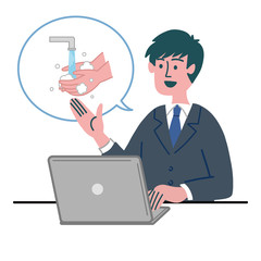 スーツ　男性　パソコン　手洗い