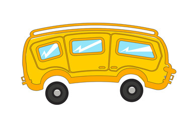 Obraz na płótnie Canvas yellow cartoon bus with white background