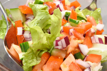 Mediterranean salad made out of fresh garden vegetables