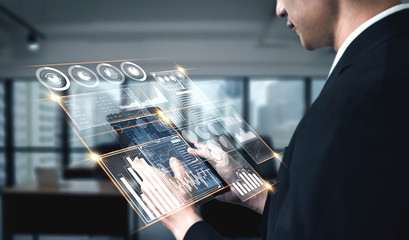Data Analysis for Business and Finance Concept. Graphic interface showing future computer...