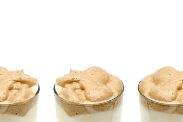 Dalgona coffee, Korea favorite and popular cool drink, Isolated white background