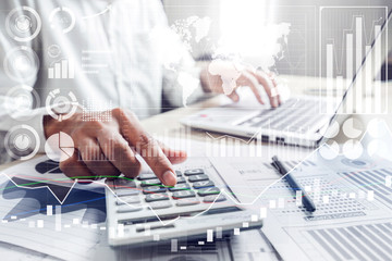 Data Analysis for Business and Finance Concept. Graphic interface showing future computer...