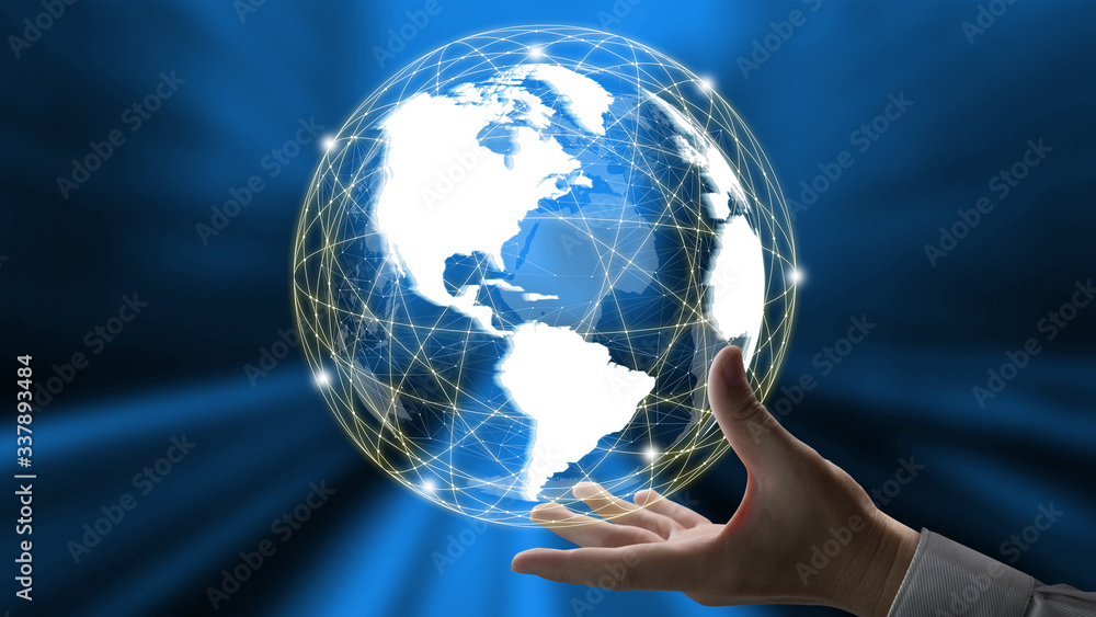 Poster the modern creative telecommunication and internet network connect in smart city. concept of 5g wire