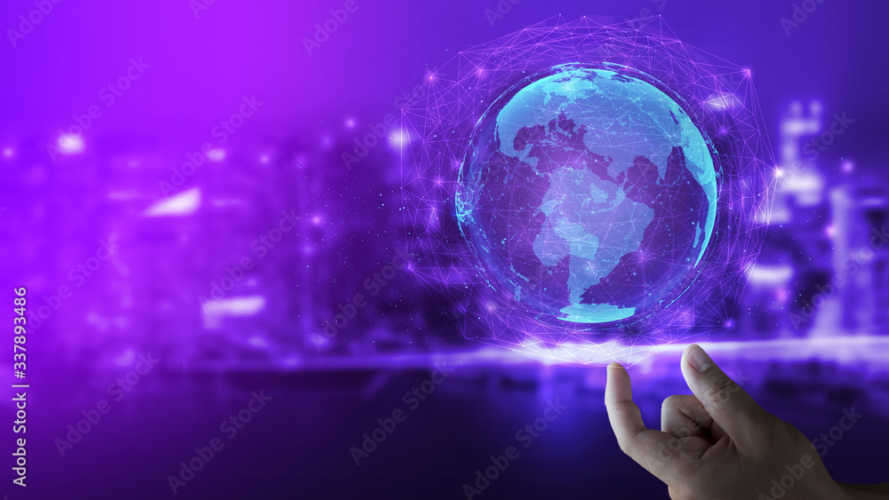 Poster the modern creative telecommunication and internet network connect in smart city. concept of 5g wire