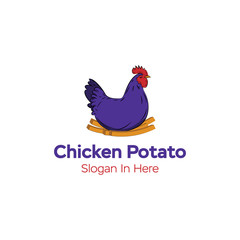 Simple Chicken Potato Roasted Kitcken Healthy Modern Logo Design Icon Vector