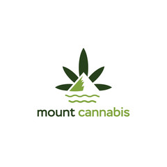 Simple Mountain Cannabis CBC Organic Drug Modern Logo Design Industru Icon Vector