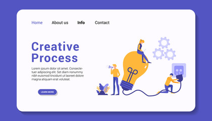 creative process landing page, flat design vector illustration