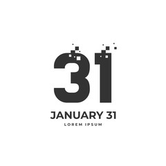 January 31, calender vector for reminder or celebration day. Template design for date and time agenda.