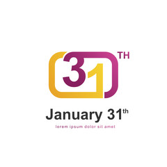 January 31, calender vector for reminder or celebration day. Template design for date and time agenda.