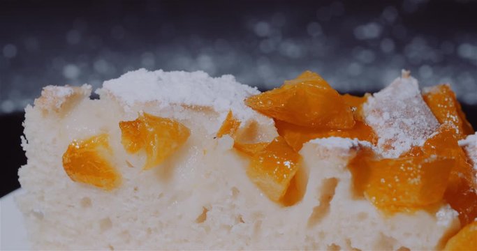 Traditional Fruit Cake on Plate Rotating.