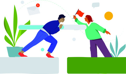 Education and training teacher giving lessons to students, flat vector character scene creative concept illustration