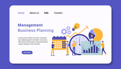 management business planning landing page, flat design vector illustration