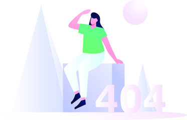 404 page, flat vector character scene creative concept illustration