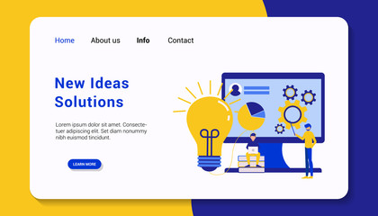 new ideas solutions landing page template, flat design vector illustration