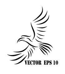 Line art vector logo of hornbill that is flying.
