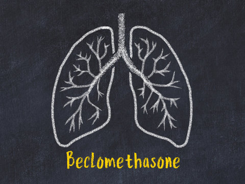 Concept of learning lung diseases. Chalk drawing of lungs with inscription