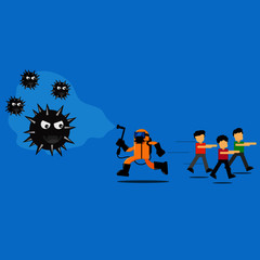 vector illustration of people attacked by virus