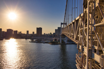 Naklejka premium Tokyo View from Bridge in Sunset